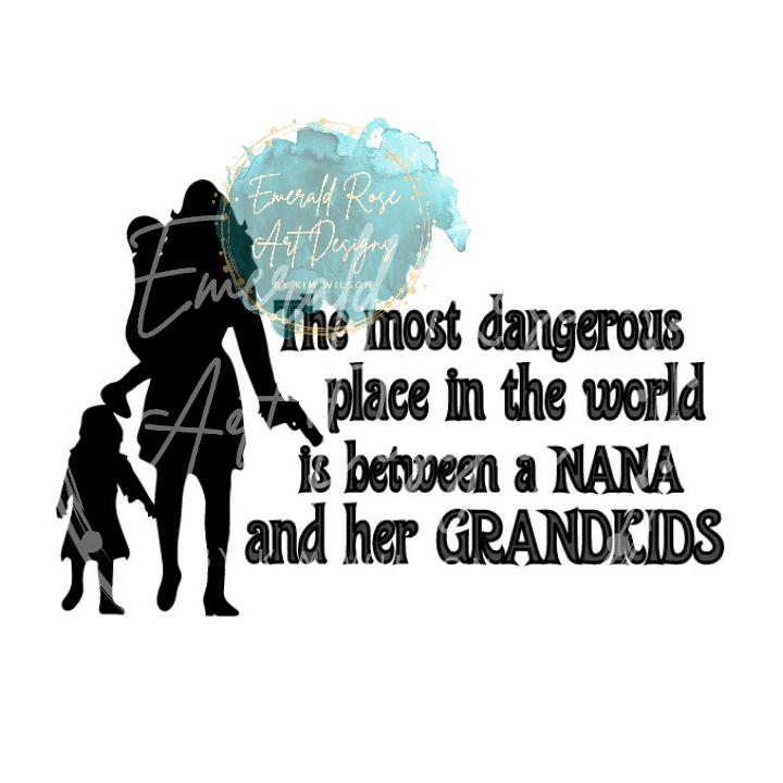 The Most Dangerous Place nana/grandkids decal